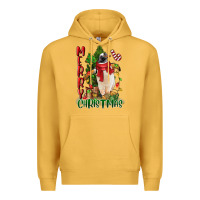 Mustard merry christmas penguin Premium Hoodie - LillyAllenDesigns