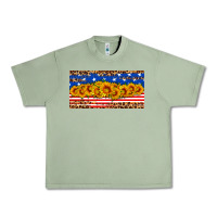 Oil Green usa flag sunflowers license plate Urban Heavy Tee - HRA Design Shop