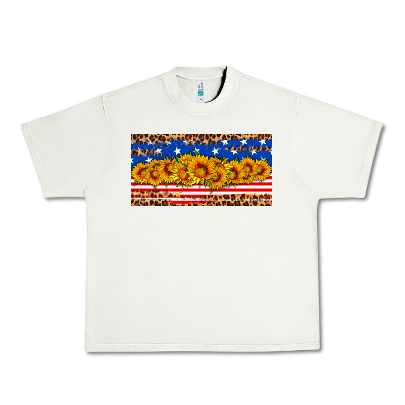 Usa Flag Sunflowers License Plate Urban Heavy Tee by HRA Design Shop | Teevron