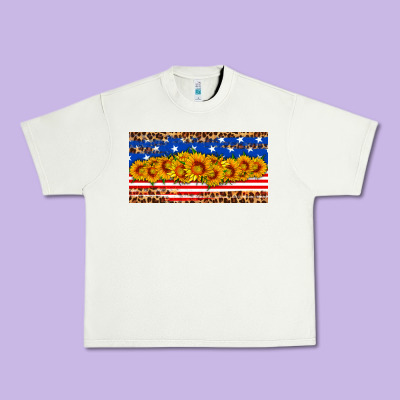 Usa Flag Sunflowers License Plate Urban Heavy Tee Designed By Hra Design Shop