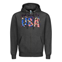 Charcoal Heather god bless the usa Zipper Hoodie - NancyCooperArtShop