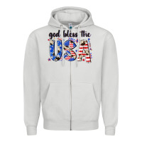 Dove Grey god bless the usa Zipper Hoodie - NancyCooperArtShop