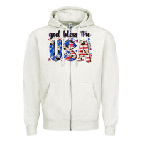 Oatmeal Heather god bless the usa Zipper Hoodie - NancyCooperArtShop
