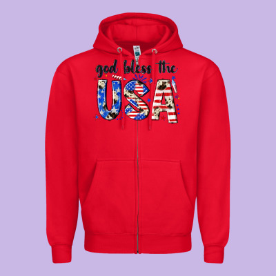 God Bless The Usa Zipper Hoodie Designed By Nancycooperartshop