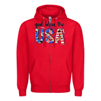Red god bless the usa Zipper Hoodie - NancyCooperArtShop