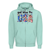 Seafoam god bless the usa Zipper Hoodie - NancyCooperArtShop