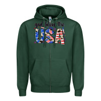 Sports Green god bless the usa Zipper Hoodie - NancyCooperArtShop