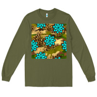 Army Green camouflage leopard gemstone seamless pattern Long Sleeve Tee - BundleAndBundleShop