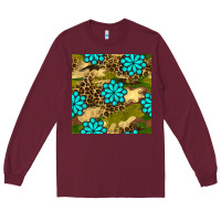 Burgundy camouflage leopard gemstone seamless pattern Long Sleeve Tee - BundleAndBundleShop