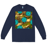 Navy camouflage leopard gemstone seamless pattern Long Sleeve Tee - BundleAndBundleShop