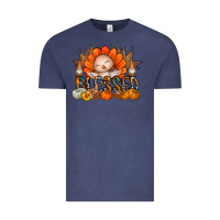Vintage Denim Thanksgiving Turkey Pumpkin Blessed Vintage Tee - CowhideDigitalArt