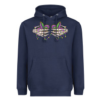 Navy skeleton hands mardi gras Heavyweight Hoodie - MaliasSmallBusiness