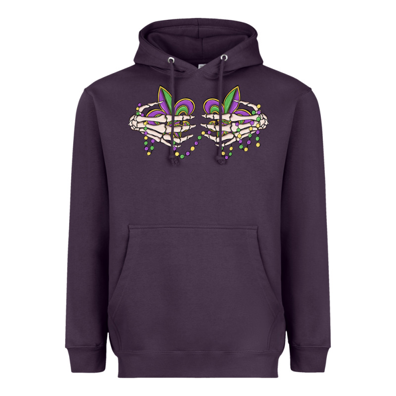 Skeleton Hands Mardi Gras Heavyweight Hoodie by MaliasSmallBusiness | Teevron