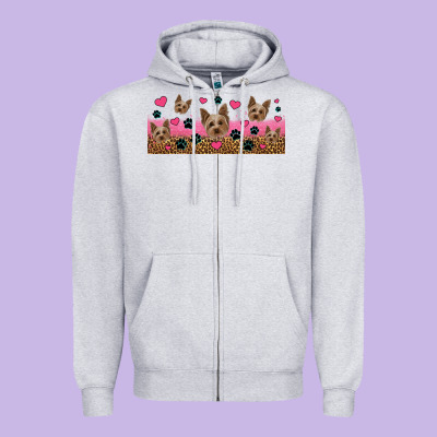 Yorkie Dogs Zipper Hoodie Designed By Jasminsmagicworld