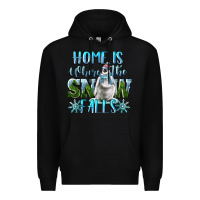 Black Home Is Where The Snow Falls Winter Penguin Premium Hoodie - LillyAllenDesigns
