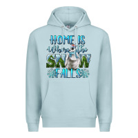 Blue Mist Home Is Where The Snow Falls Winter Penguin Premium Hoodie - LillyAllenDesigns