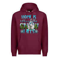 Burgundy Home Is Where The Snow Falls Winter Penguin Premium Hoodie - LillyAllenDesigns