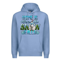 Colony Blue Home Is Where The Snow Falls Winter Penguin Premium Hoodie - LillyAllenDesigns