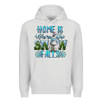 Dove Grey Home Is Where The Snow Falls Winter Penguin Premium Hoodie - LillyAllenDesigns