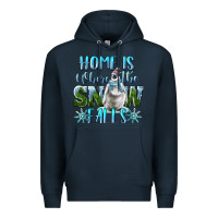 Navy Home Is Where The Snow Falls Winter Penguin Premium Hoodie - LillyAllenDesigns