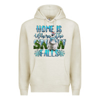 Oatmeal Heather Home Is Where The Snow Falls Winter Penguin Premium Hoodie - LillyAllenDesigns