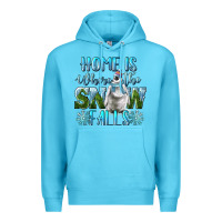 Ocean Blue Home Is Where The Snow Falls Winter Penguin Premium Hoodie - LillyAllenDesigns