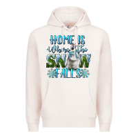Pale Pink Home Is Where The Snow Falls Winter Penguin Premium Hoodie - LillyAllenDesigns
