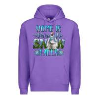 Purple Home Is Where The Snow Falls Winter Penguin Premium Hoodie - LillyAllenDesigns