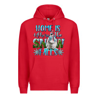 Red Home Is Where The Snow Falls Winter Penguin Premium Hoodie - LillyAllenDesigns