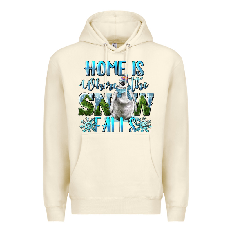 Home Is Where The Snow Falls Winter Penguin Premium Hoodie by LillyAllenDesigns | Teevron