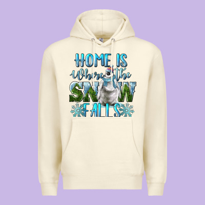 Home Is Where The Snow Falls Winter Penguin Premium Hoodie Designed By Lillyallendesigns