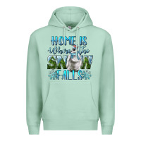 Seafoam Home Is Where The Snow Falls Winter Penguin Premium Hoodie - LillyAllenDesigns