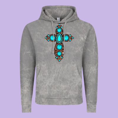 Gemstone Leopard Cross Vintage Hoodie Designed By Jahusdesignshop