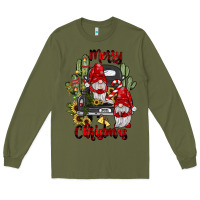 Army Green farm truck,merry christmas gnome Long Sleeve Tee - JahusDesignShop