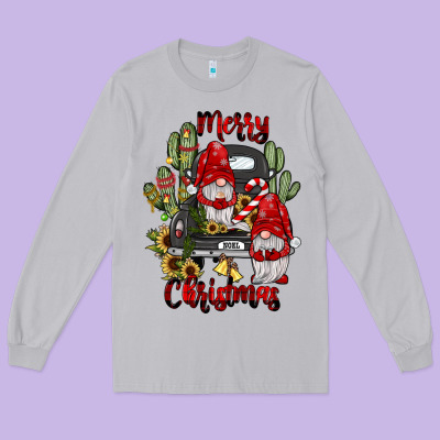 Farm Truck,merry Christmas Gnome Long Sleeve Tee Designed By Jahusdesignshop