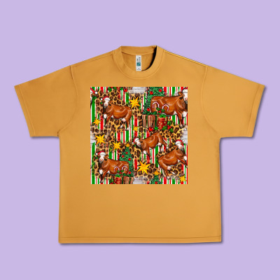 Christmas Leopard Cow With Gift Boxes Urban Heavy Tee Designed By Fadigitalartstudio