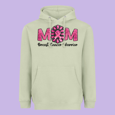 Breast Cancer Warrior Mom Heavyweight Hoodie Designed By Nancycooperartshop