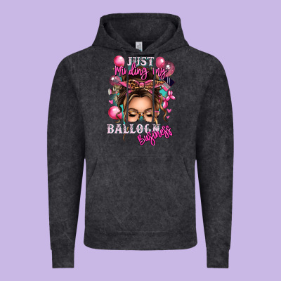 Just Minding My Balloon Business Messy Bun Vintage Hoodie Designed By Texasbilliewilder