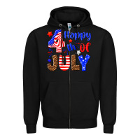 Black happy 4th of july Zipper Hoodie - NancyCooperArtShop