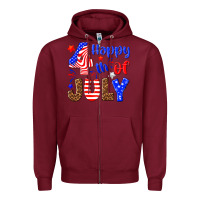Burgundy happy 4th of july Zipper Hoodie - NancyCooperArtShop