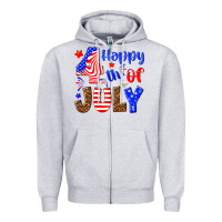 Heather Grey happy 4th of july Zipper Hoodie - NancyCooperArtShop