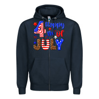 Navy happy 4th of july Zipper Hoodie - NancyCooperArtShop