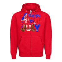 Red happy 4th of july Zipper Hoodie - NancyCooperArtShop