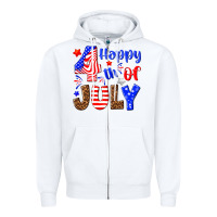 White happy 4th of july Zipper Hoodie - NancyCooperArtShop