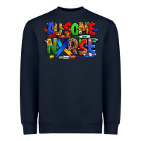 Navy ausome autism nurse Heavyweight Sweatshirt - Zillion Design Studio