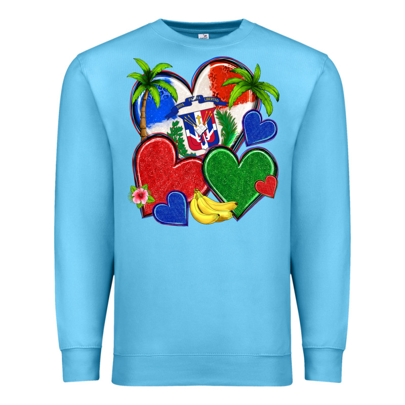 Dominican Repuclic Hearts Premium Sweatshirt by NancyCooperArtShop | Teevron