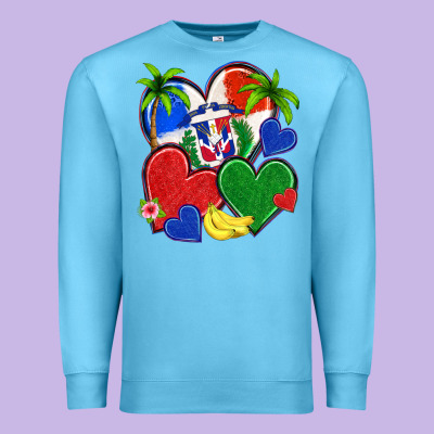 Dominican Repuclic Hearts Premium Sweatshirt Designed By Nancycooperartshop