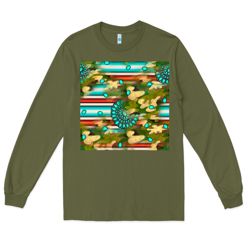 Camouflage Serape Gemstone Seamless Pattern Long Sleeve Tee by BundleAndBundleShop | Teevron