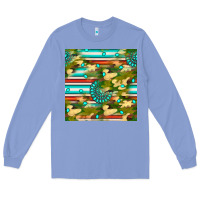 Colony Blue camouflage serape gemstone seamless pattern Long Sleeve Tee - BundleAndBundleShop