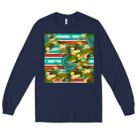 Navy camouflage serape gemstone seamless pattern Long Sleeve Tee - BundleAndBundleShop